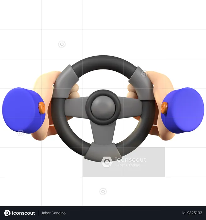 Hand Holding Car Steering  3D Icon