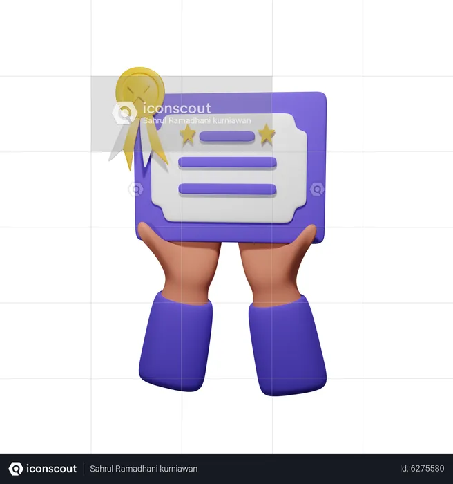 Hand Holding Certificate  3D Icon