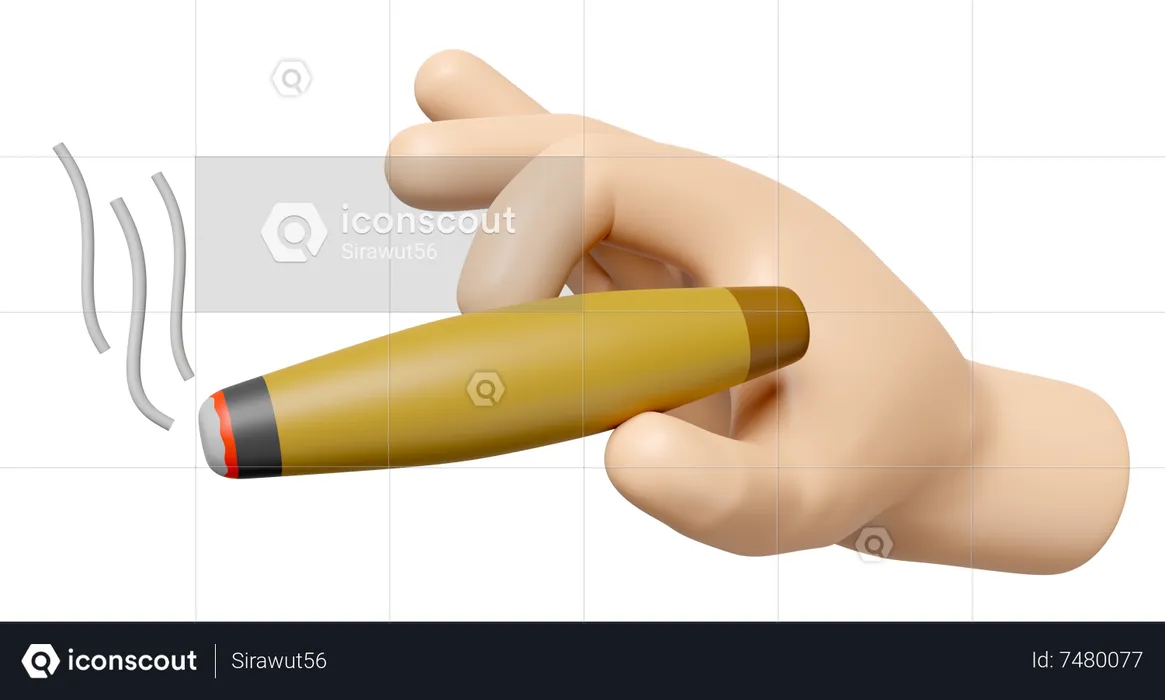 Hand Holding Cigar  3D Icon