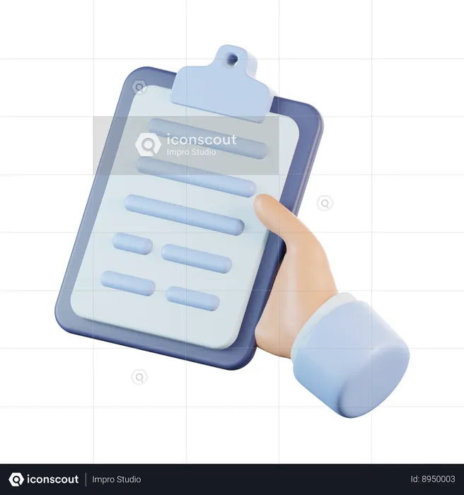 Hand Holding Clipboard  3D Icon