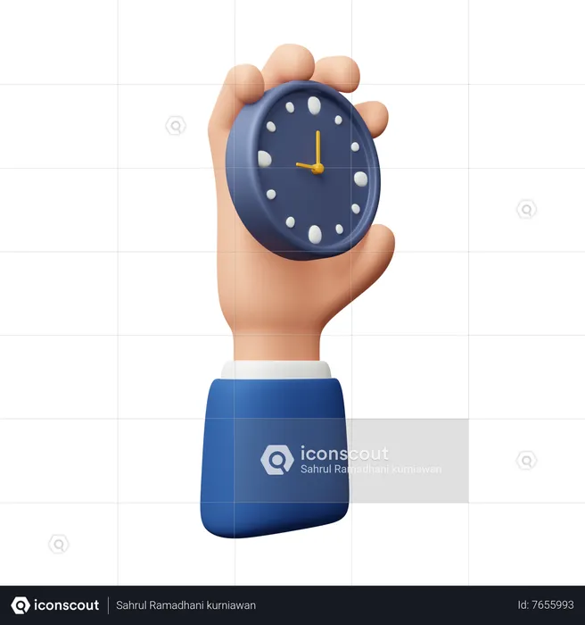 Hand Holding Clock  3D Icon