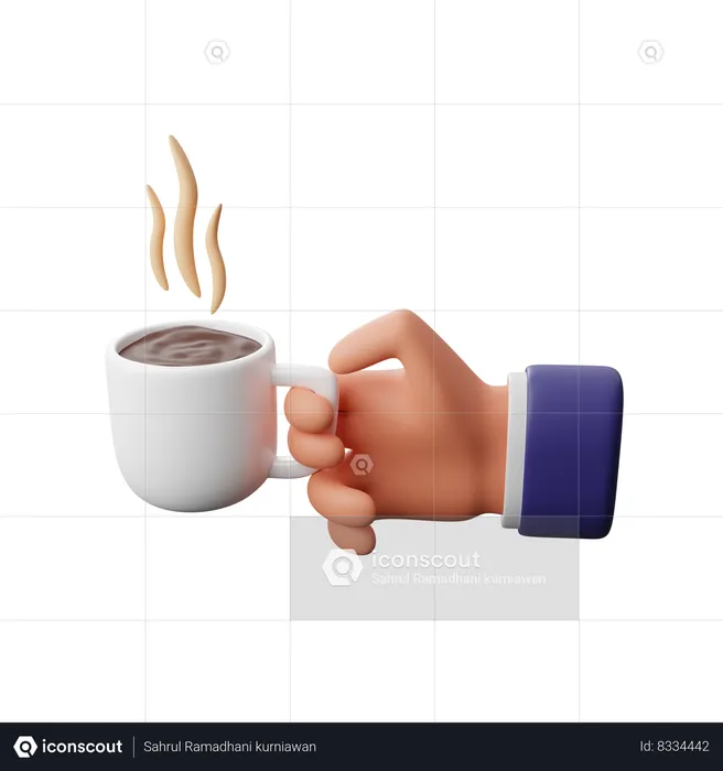 Hand holding coffee mug  3D Icon