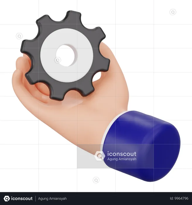 Hand Holding Cogwheel  3D Icon