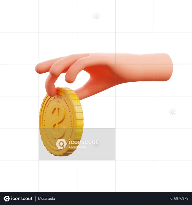 Hand holding coin  3D Icon