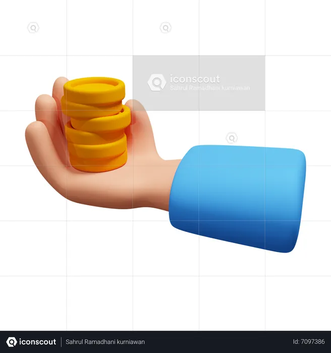 Hand Holding Coin  3D Icon