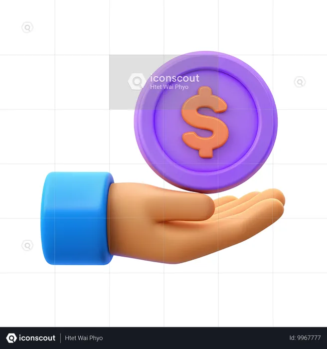 Hand Holding Coin  3D Icon