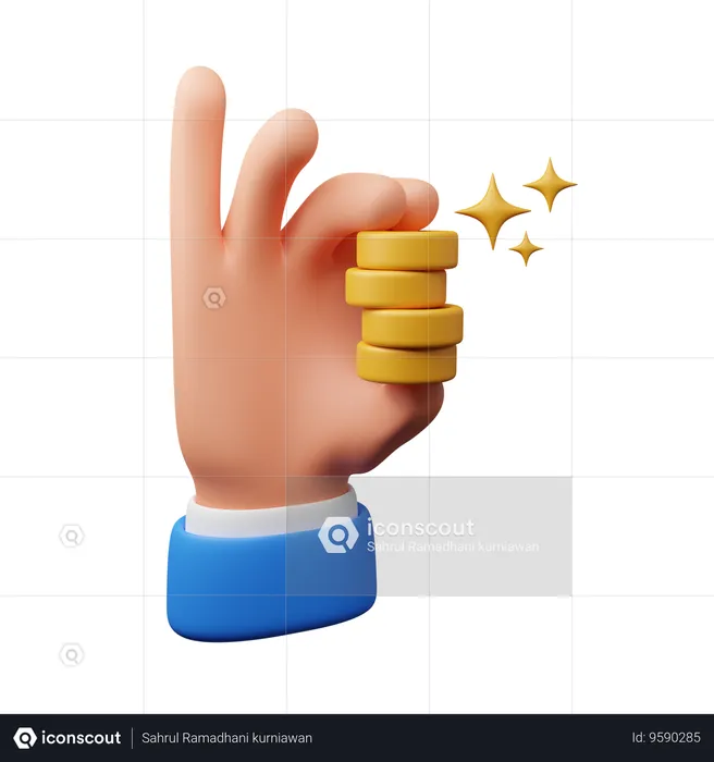 Hand holding coin  3D Icon