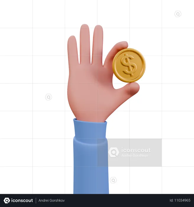 Hand Holding Coin  3D Icon