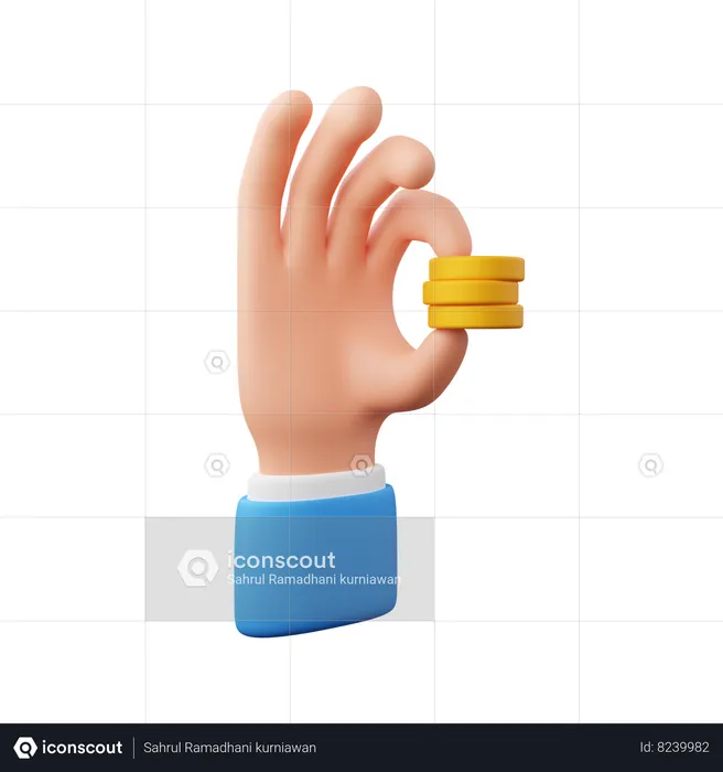 Hand Holding Coin  3D Icon