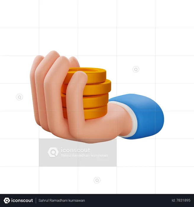 Hand holding coin  3D Icon