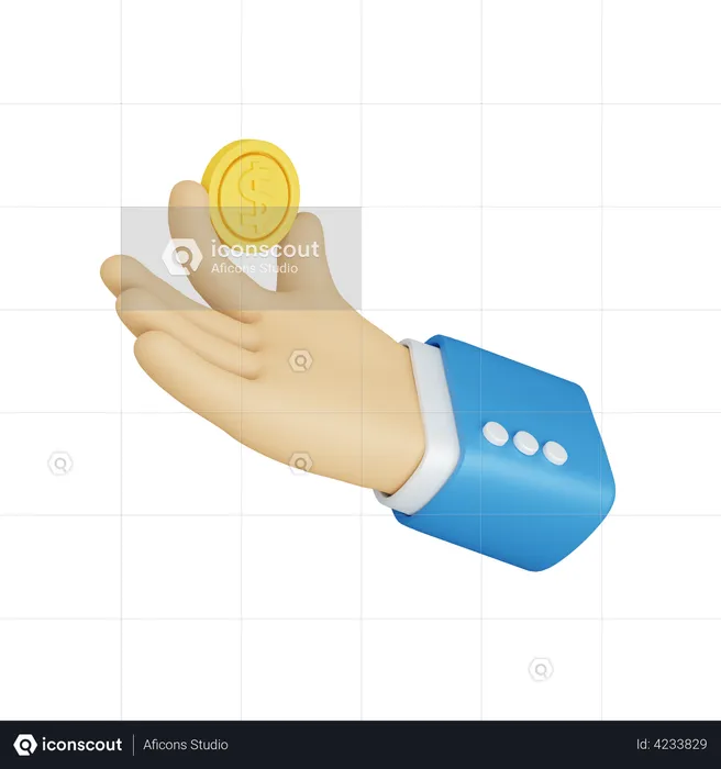 Hand holding coin  3D Illustration