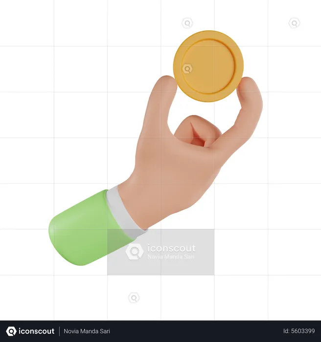 Hand Holding Coin  3D Icon
