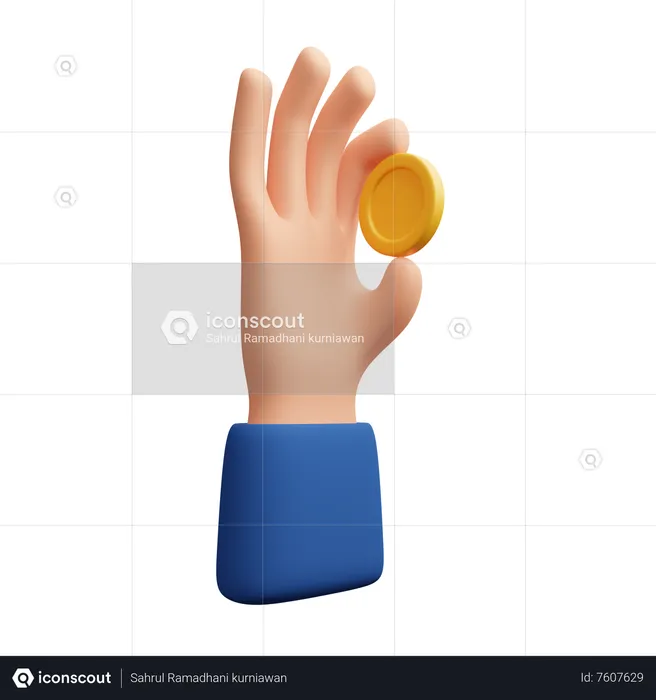 Hand Holding Coin  3D Icon