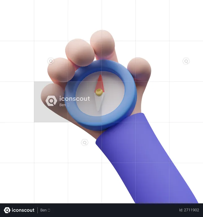 Hand holding compass  3D Illustration