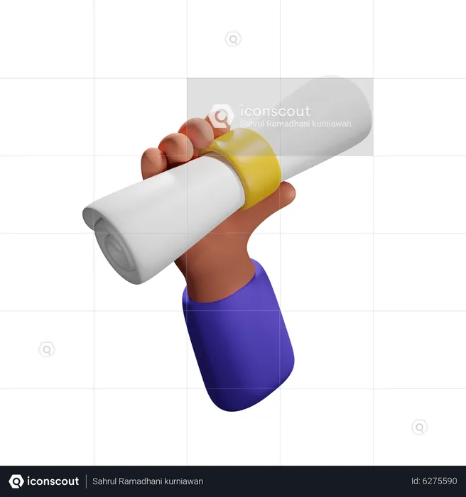Hand Holding Diploma Graduation  3D Icon