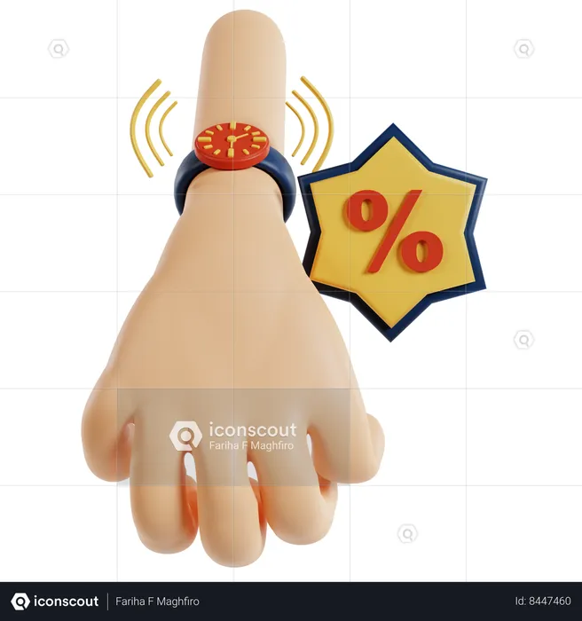 Hand Holding Discount Tag  3D Illustration