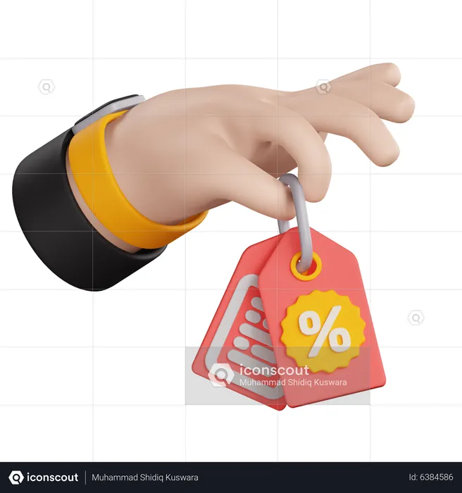 Discount Tag Hand Gesture  3D Icon