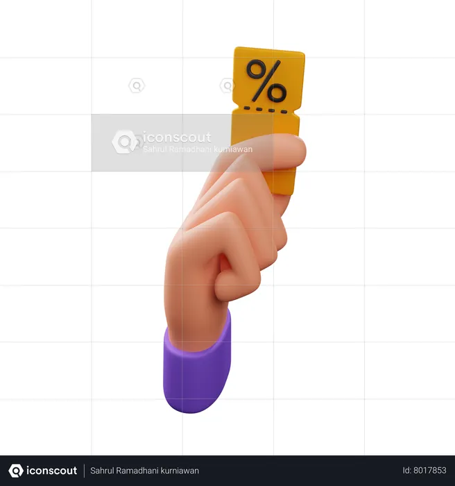 Hand Holding Discount Voucher  3D Icon