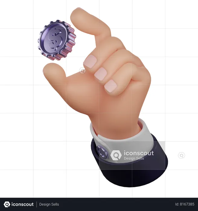 Hand Holding Dollar Coin  3D Icon