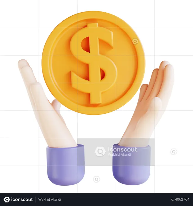 Hand Holding dollar coin  3D Illustration