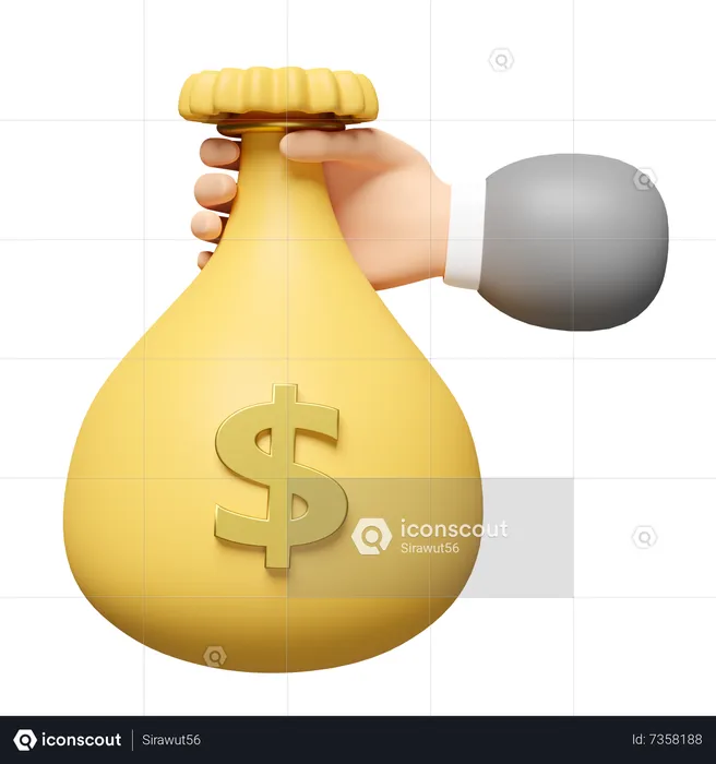 Hand Holding Dollar Sack  3D Icon