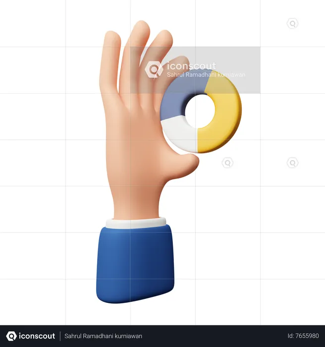 Hand Holding Donut Chart  3D Icon