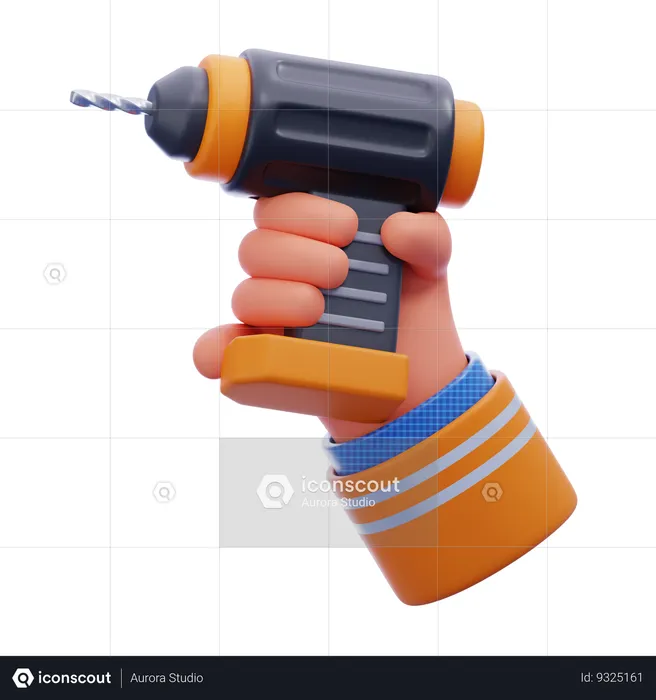 Hand holding drill machine  3D Icon