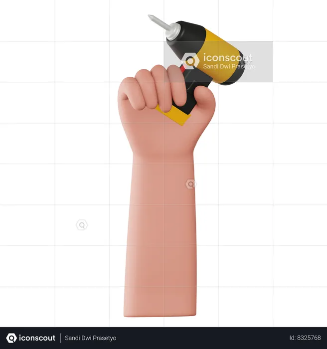 Hand Holding Drill Machine  3D Icon