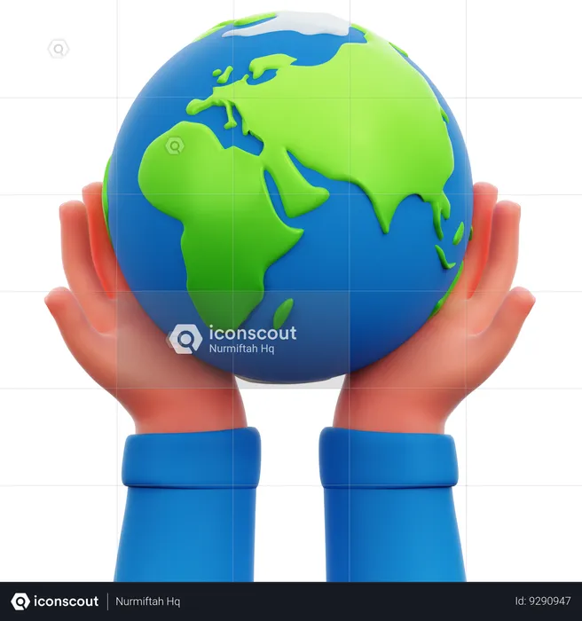 Hand Holding Earth  3D Icon