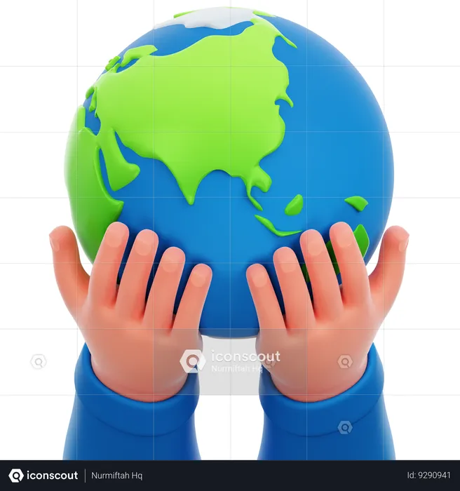 Hand Holding Earth  3D Icon