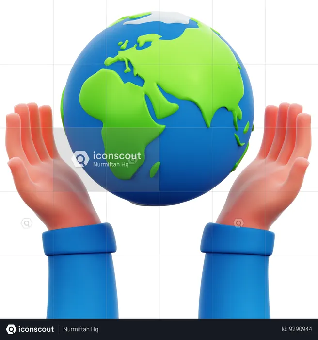 Hand Holding Earth  3D Icon