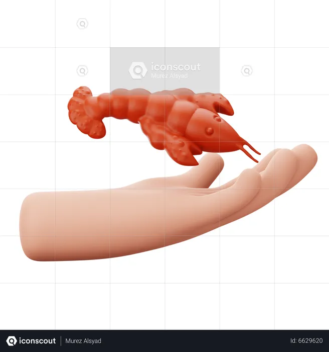 Hand Holding Ebi Furai  3D Icon