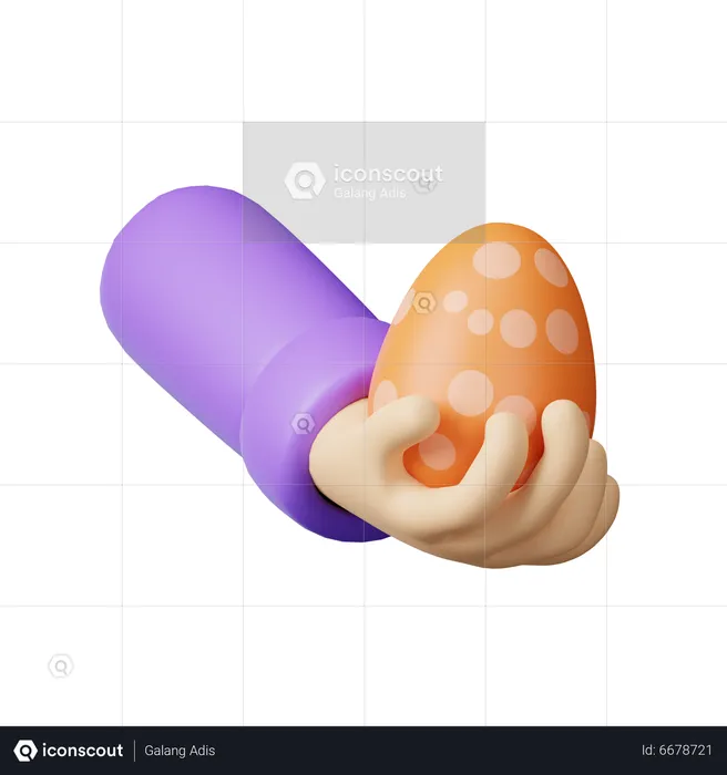 Hand Holding Egg  3D Icon