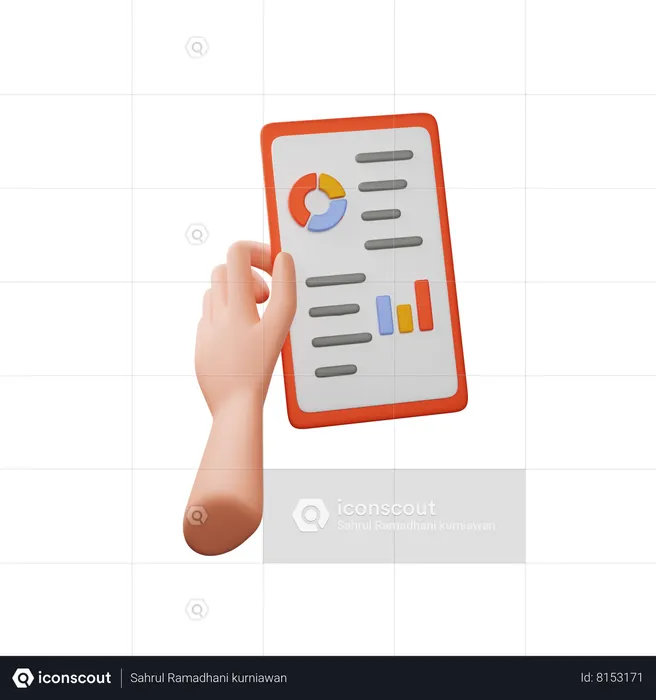 Hand Holding Finance Report  3D Icon