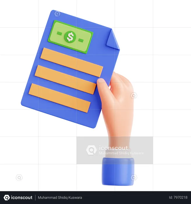 Hand Holding Financial Report  3D Icon