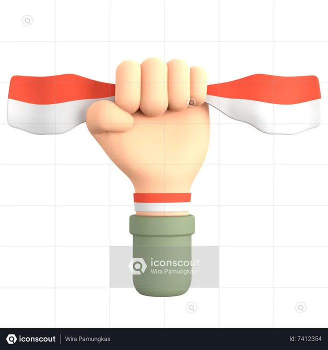 Hand Holding Flag  3D Illustration