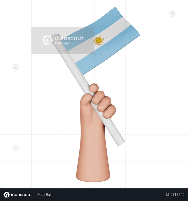 Hand Holding Flag Of Argentina Flag 3D Icon