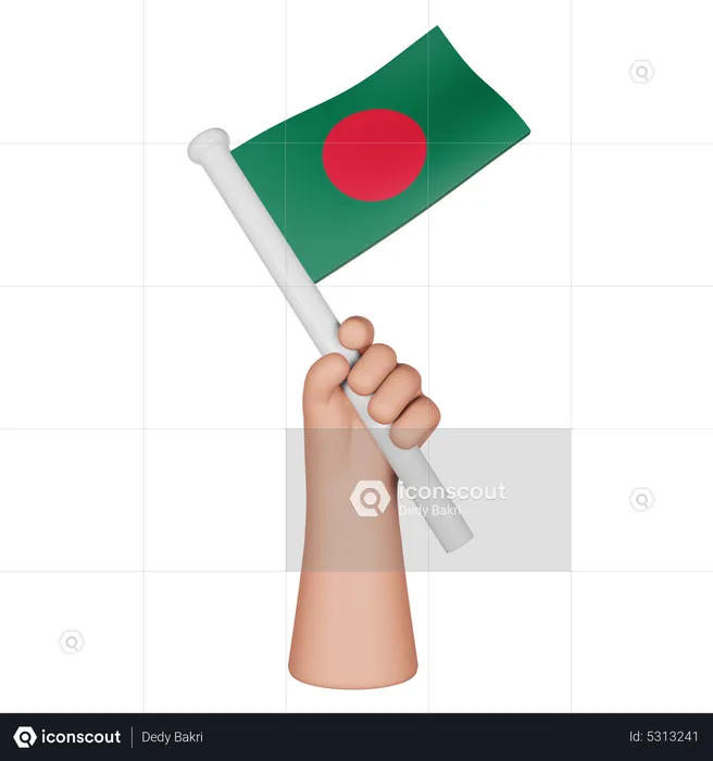 Hand Holding Flag Of Bangladesh Flag 3D Icon