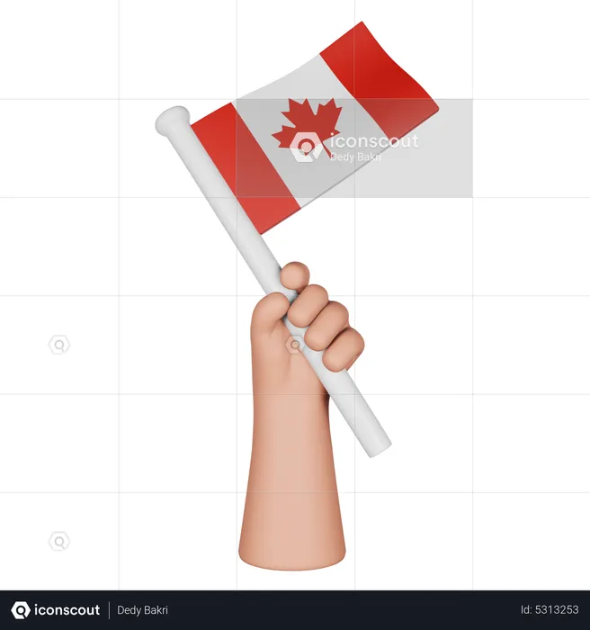 Hand Holding Flag Of Canada Flag 3D Icon