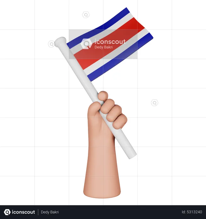 Hand Holding Flag Of Costa Rica Flag 3D Icon