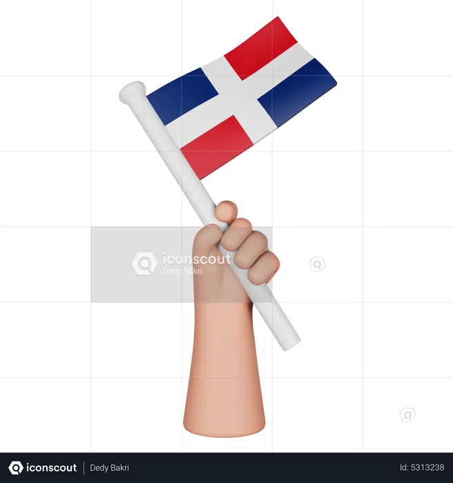 Hand Holding Flag Of Dominican Republic Flag 3D Icon
