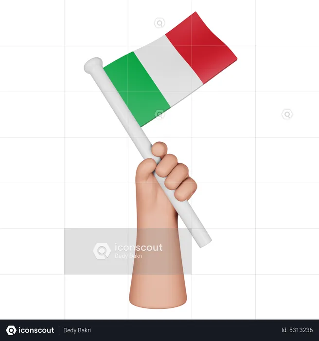 Hand Holding Flag Of Italy Flag 3D Icon