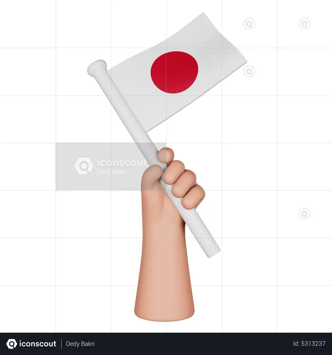 Hand Holding Flag Of Japan Flag 3D Icon