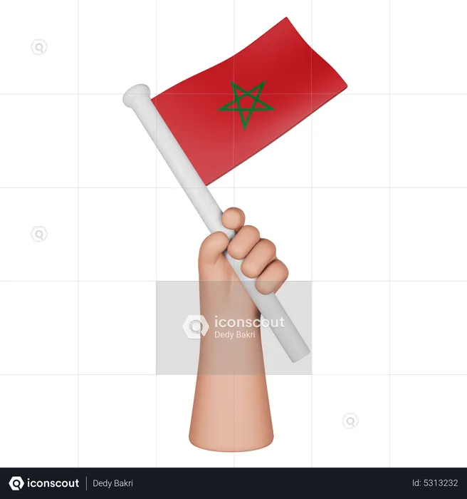 Hand Holding Flag Of Morocco Flag 3D Icon