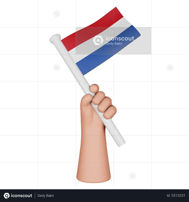 Hand Holding Flag Of Netherlands Flag 3D Icon