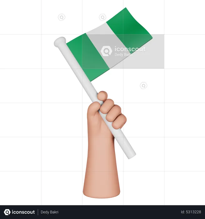 Hand Holding Flag Of Nigeria Flag 3D Icon
