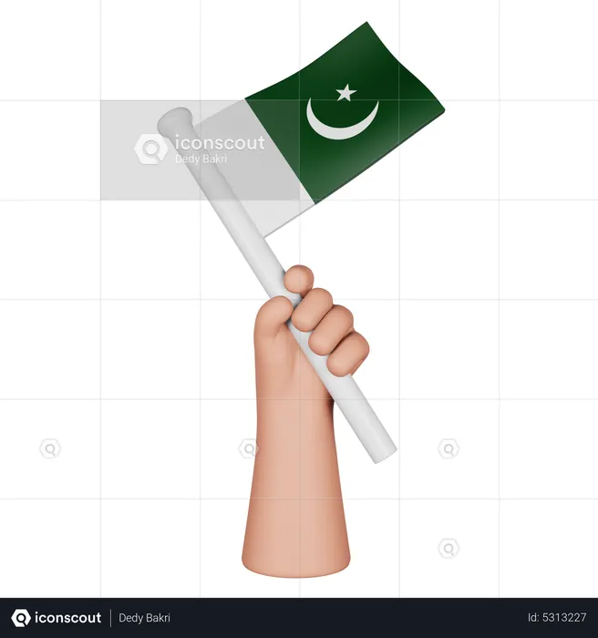 Hand Holding Flag Of Pakistan Flag 3D Icon