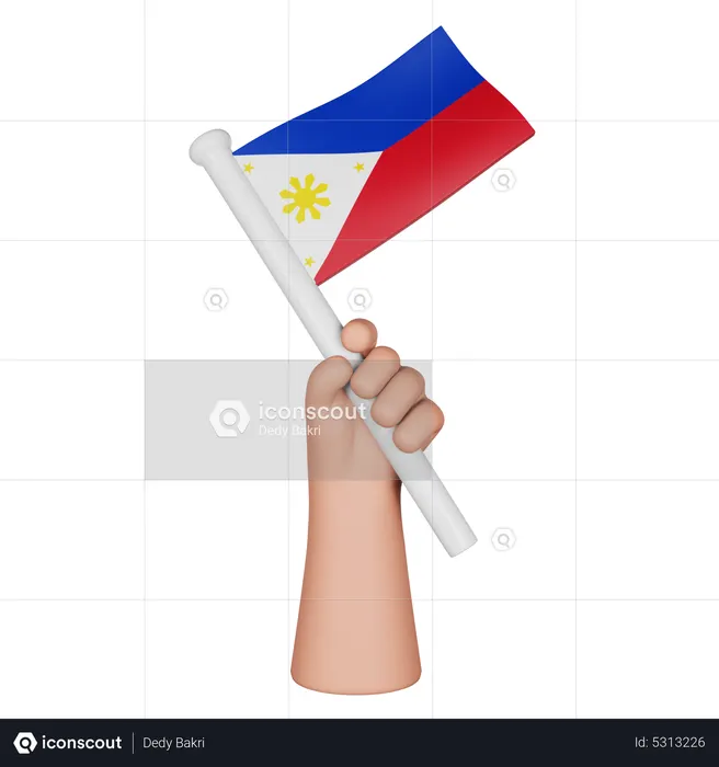 Hand Holding Flag Of Philippines Flag 3D Icon