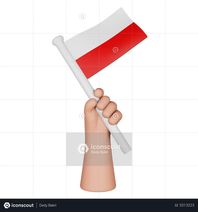 Hand Holding Flag Of Poland Flag 3D Icon