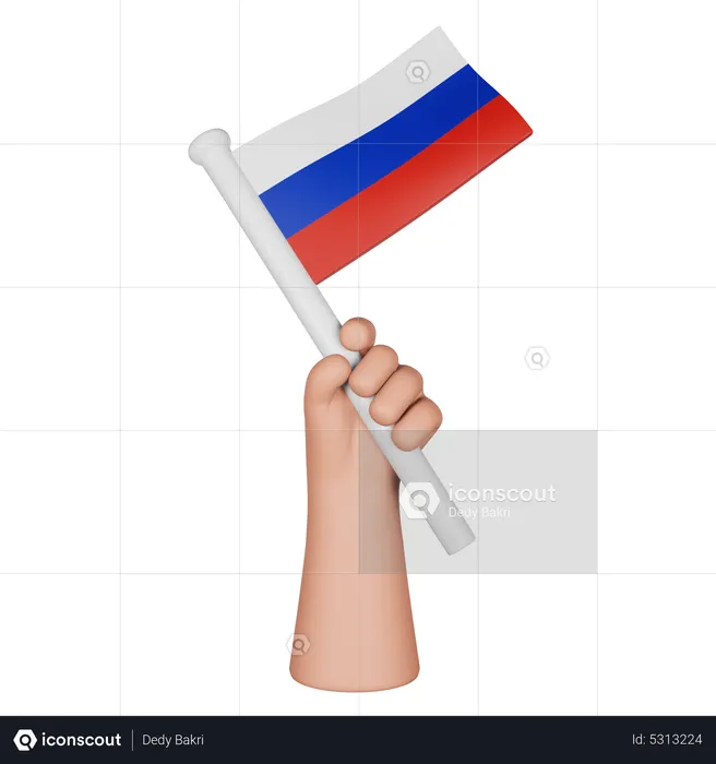 Hand Holding Flag Of Russia Flag 3D Icon